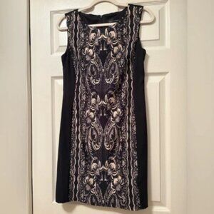 Connected Black and Cream Sheath Dress